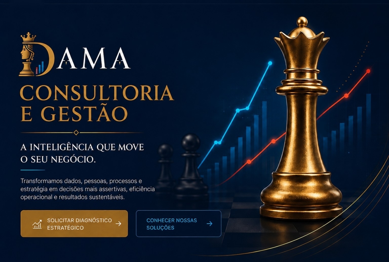 DAMA Consultoria e Gestão. A inteligência que move o seu negócio. Estratégia, dados, pessoas e processos orientados a resultados.